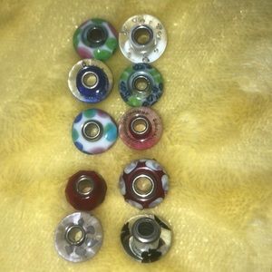 Lot of 10  Pandora and TrollBeads glass charms